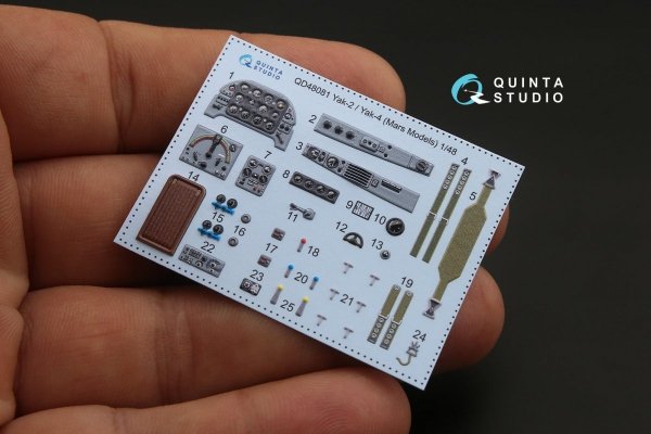 Quinta Studio QD48081 Yak-2/Yak-4 3D-Printed &amp; coloured Interior on decal paper (for Mars Models kit) 1/48