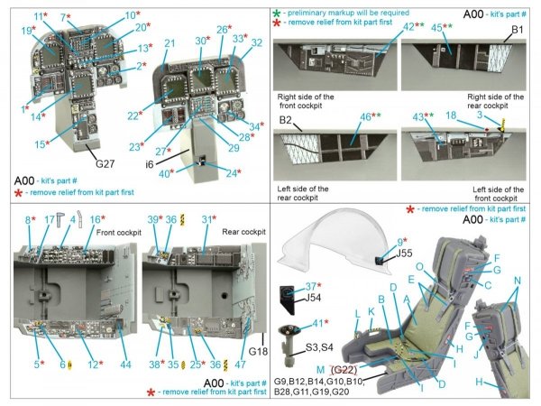 Quinta Studio QD32156 F/A-18D late 3D-Printed &amp; coloured Interior on decal paper (Academy) 1/32