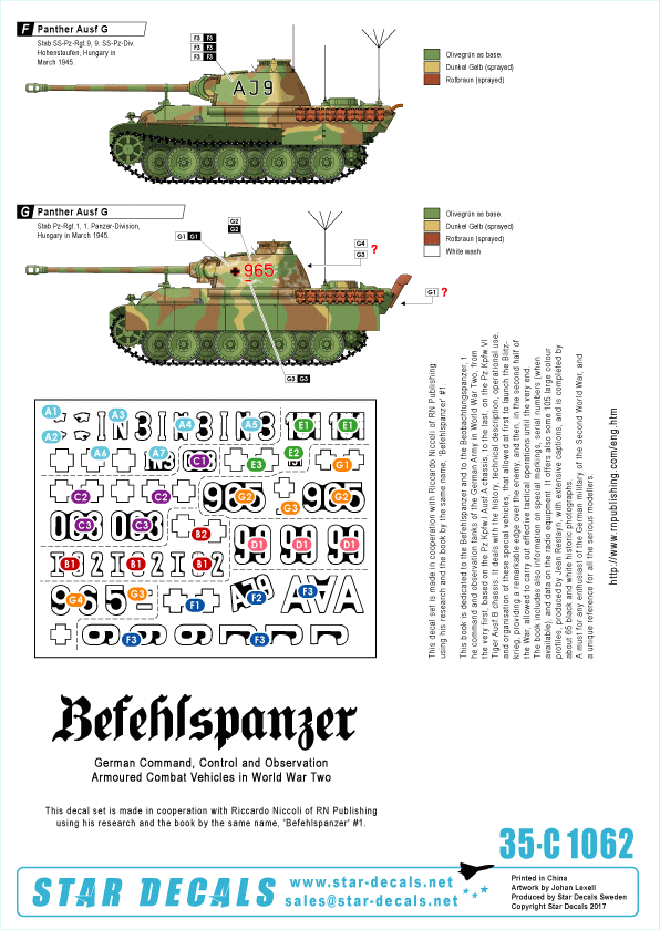 Star Decals 35-C1062 Befehlspanzer # 6 1/35