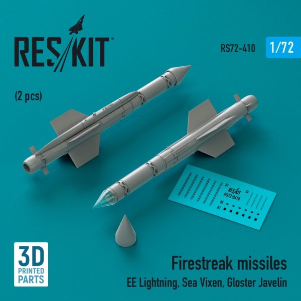 RESKIT RS72-0410 Firestreak missiles (2 pcs) (3D Printed) 1/72