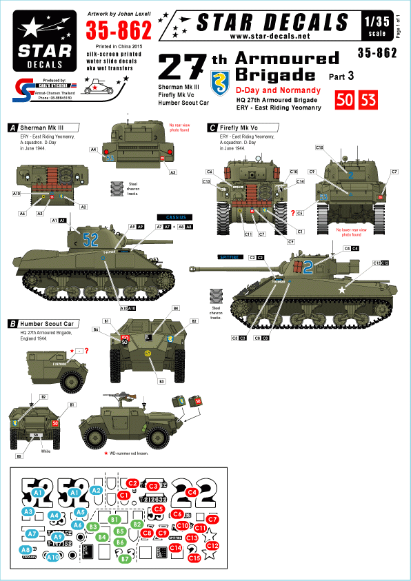 Star Decals 35-862 27th Armoured Brigade #3 1/35