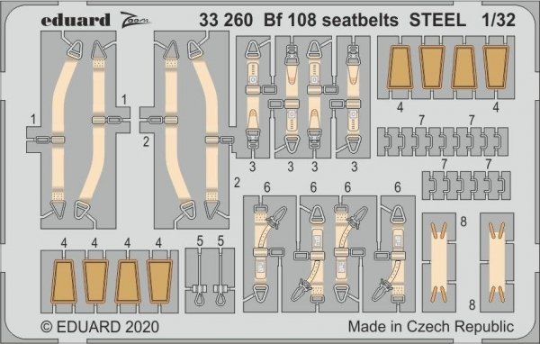 Eduard 33260 Bf 108 seatbelts STEEL 1/32 EDUARD