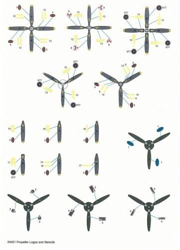 Techmod 24021 Propeller logos and stencils / Oznakowanie śmigieł  1/24
