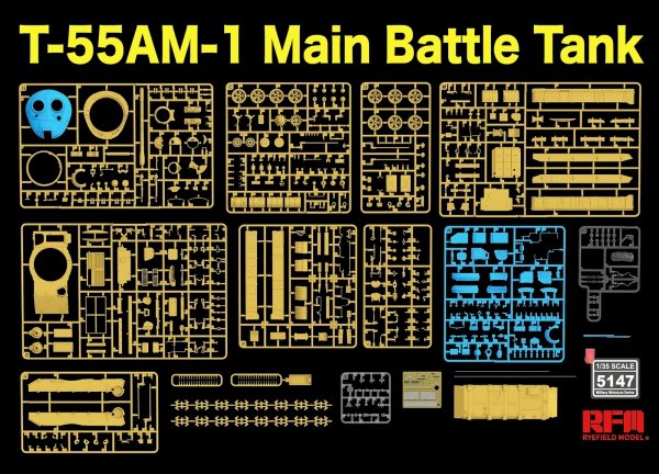 Rye Field Model 5147 T-55 AM-1 Main Battle Tank with Workable Tracks 1/35