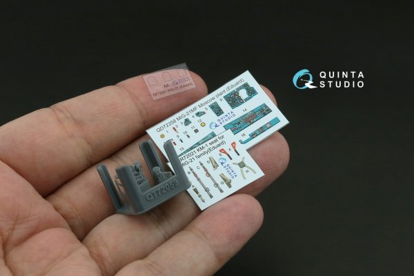 Quinta Studio QD+72258 MiG-21MF (Moscow plant) 3D-Printed &amp; coloured Interior on decal paper (Eduard) (with 3D-printed resin parts) 1/72