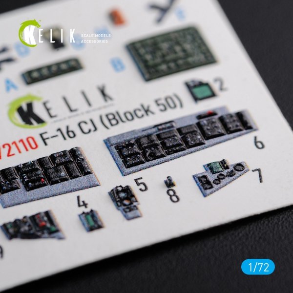 KELIK K72110 F-16 CJ (Block 50) interior 3D decals for Tamiya kit 1/72