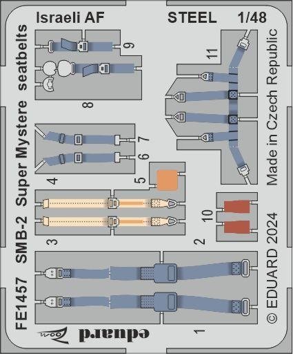 Eduard FE1457 SMB-2 Super Mystere seatbelts Israeli AF STEEL SPECIAL HOBBY 1/48