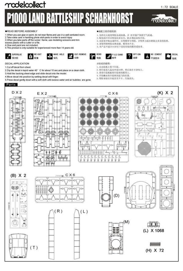 Modelcollect UA72303 German WWII P1000 Ratte Scharnhorst, 1945 1/72