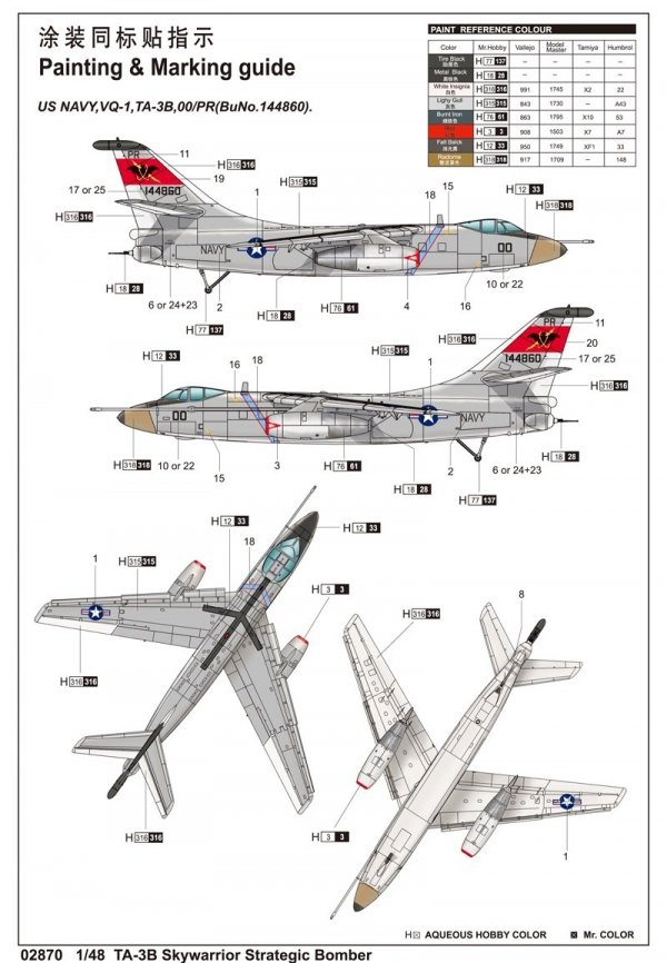 Trumpeter 02870 TA-3B Skywarrior Strategic Bomber (1:48)