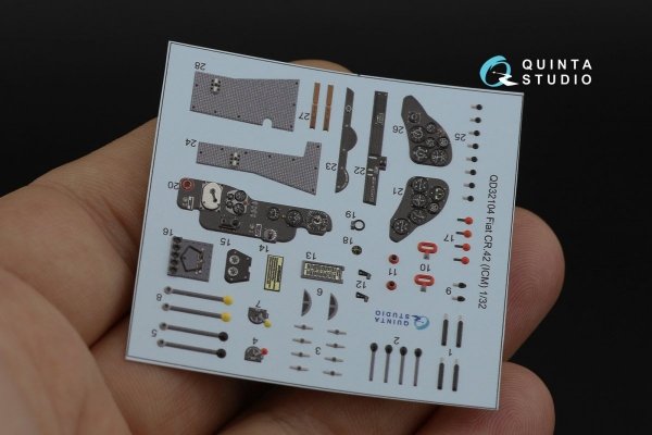 Quinta Studio QD32104 Fiat CR.42 3D-Printed &amp; coloured Interior on decal paper (ICM) 1/32