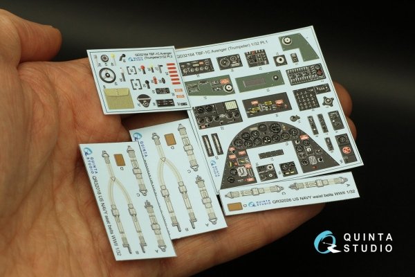 Quinta Studio QD32164 TBF-1C Avenger 3D-Printed &amp; coloured Interior on decal paper (Trumpeter) 1/32