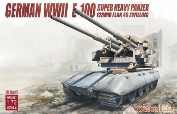 Modelcollect UA72097 German WWII E-100 Super Heavy Panzer 128mm Flak 40 Zwilling 1/72