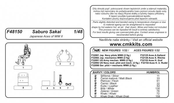 CMK F48150 Japanese Aces S. Sakai (1.fig for A6M2 Zero) 1/48