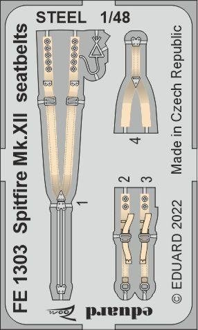 Eduard FE1303 Spitfire Mk. XII seatbelts STEEL AIRFIX 1/48
