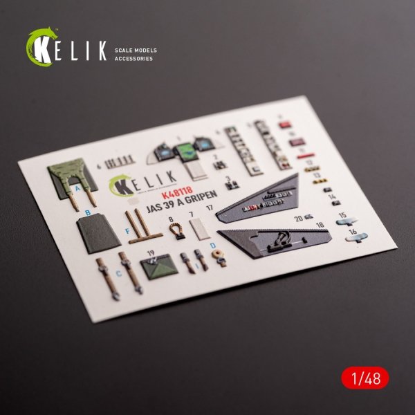 Kelik K48118 Jas-39 A - interior 3D decals for Italeri kit (1/48)