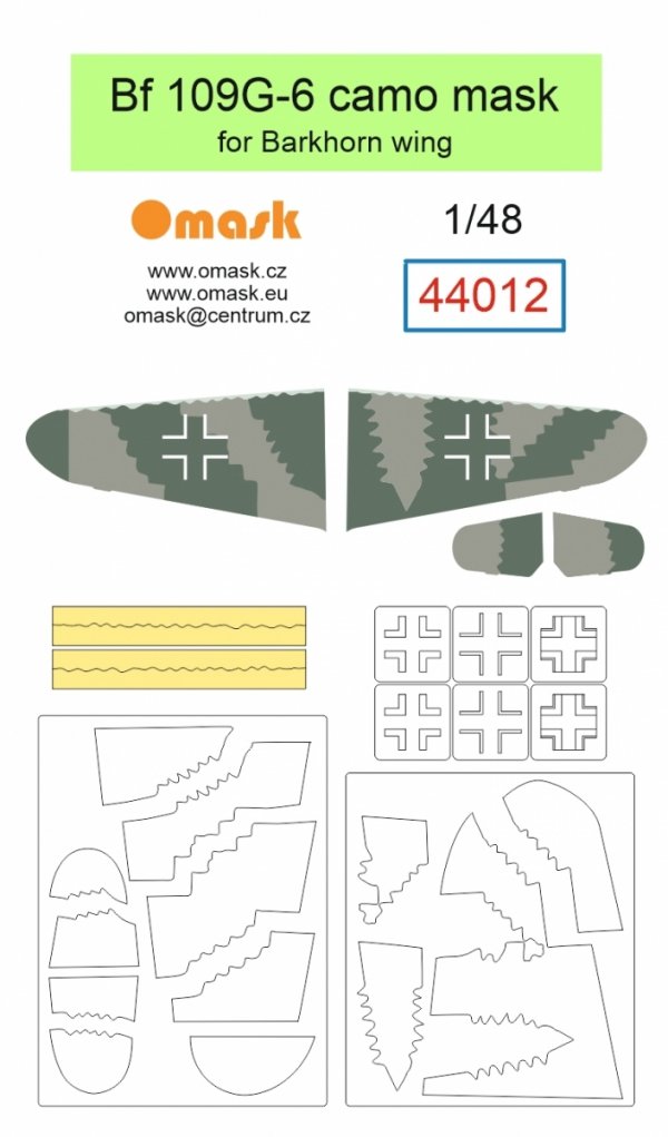 Omask 44012 Bf 109G-6 camo mask for Barkhorn wing 1/48