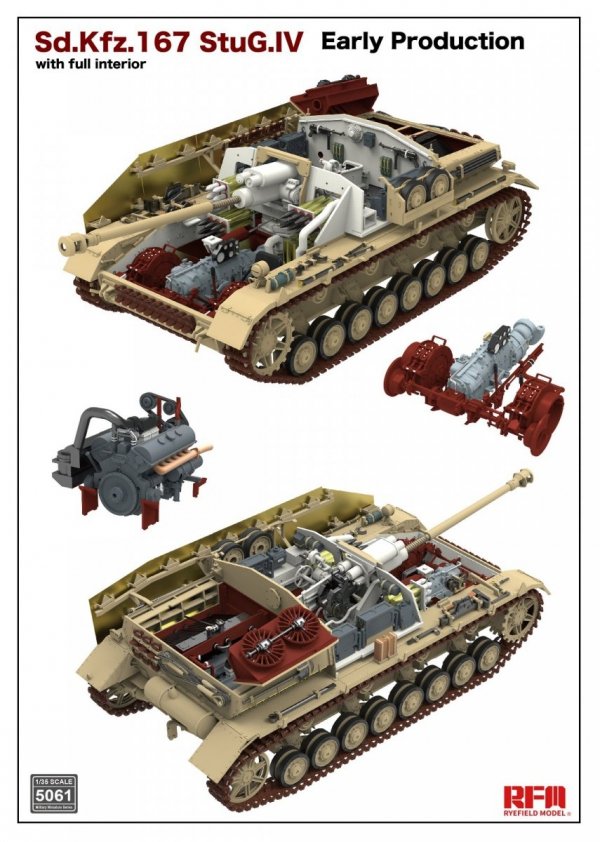 Rye Field Model 5061 Sd.Kfz.167 StuG.IV Early Production w/full interior &amp; workable track links 1/35