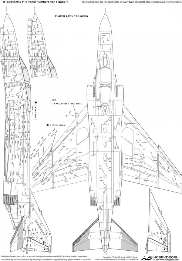 HobbyDecal ST48042V1 F-4 Panel numbers White stencil font ver 1 1/48