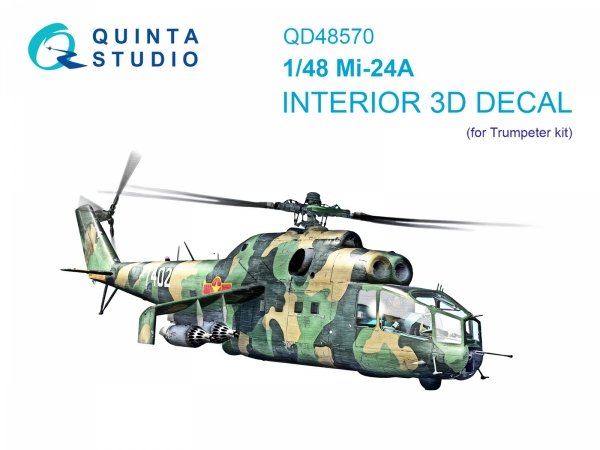 Quinta Studio QD48570 Mi-24A 3D-Printed &amp; coloured Interior on decal paper (Trumpeter) 1/48