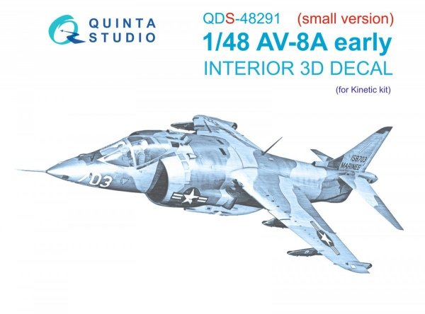 Quinta Studio QDS-48291 AV-8A Early 3D-Printed &amp; coloured Interior on decal paper (Kinetic) (Small version) 1/48