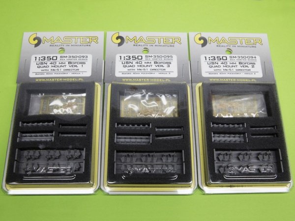 Master SM-350-095 USN 40 mm/56 Bofors quadruple mount ver.3 / with Mk-51 director - (resin, PE and turned parts) - (6pcs) 1:350