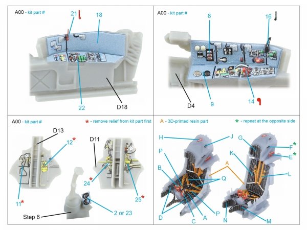 Quinta Studio QD+72167 Su-17UM3 3D-Printed &amp; coloured Interior on decal paper (Modelsvit) (with 3D-printed resin part) 1/72