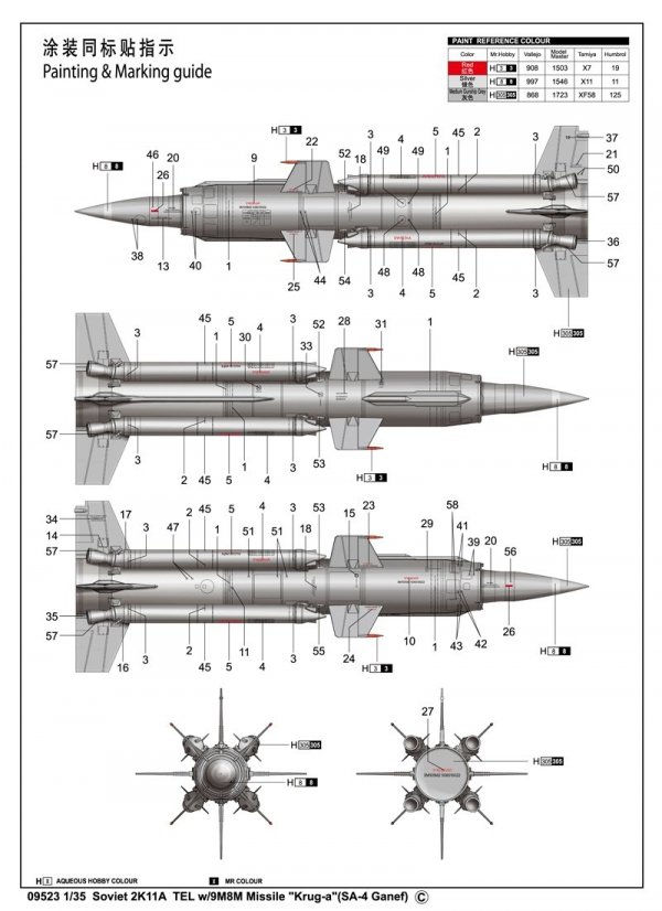 Trumpeter 09523 Soviet 2K11A TEL w/9M8M Missile Krug-a SA-4 Ganef 1/35