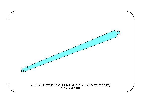 Aber 72L-71 Germ.88 mm Kw.K. 43 L/71 E-50 Barrel (one part) (1:72)