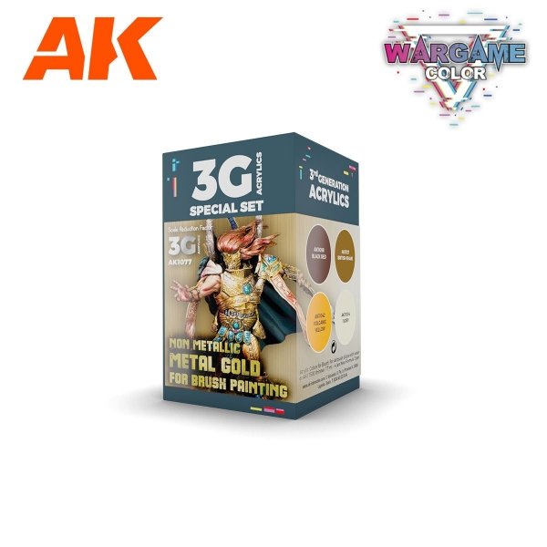 AK Interactive AK1077 WARGAME COLOR SET. NON METALLIC METAL GOLD 4x17 ml