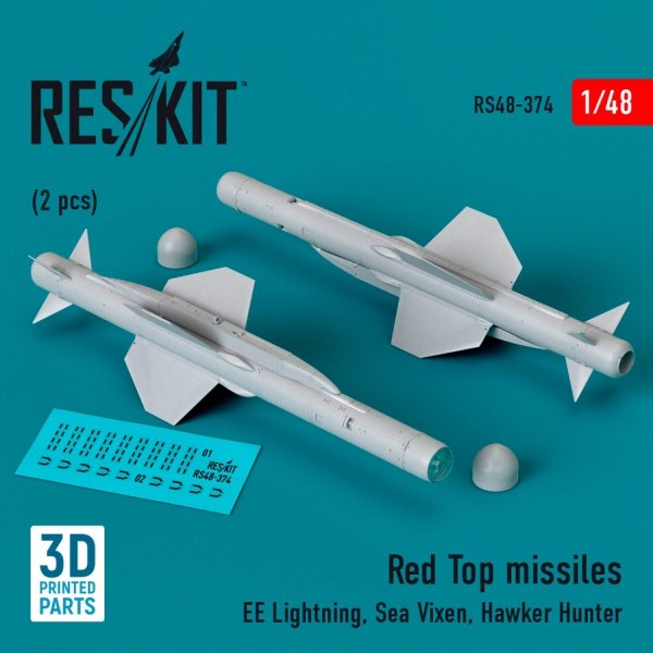 RESKIT RS48-0374 Red Top missiles (2pcs) (3D Printed) 1/48