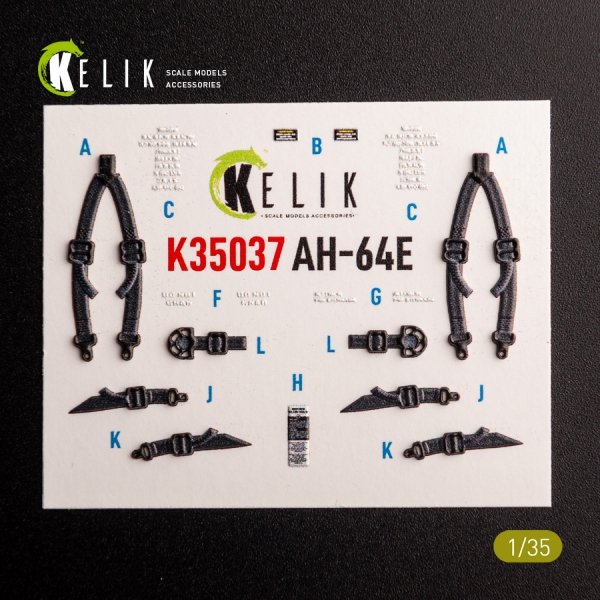 KELIK K35037 AH-64E Apache interior 3D decals for Takom kit 1/35