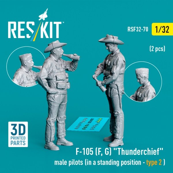 RESKIT RSF32-0069 F-105 (F, G) &quot;Thunderchief&quot; male pilots (in a standing position - type 1) (2 pcs) (3D Printed) 1/32