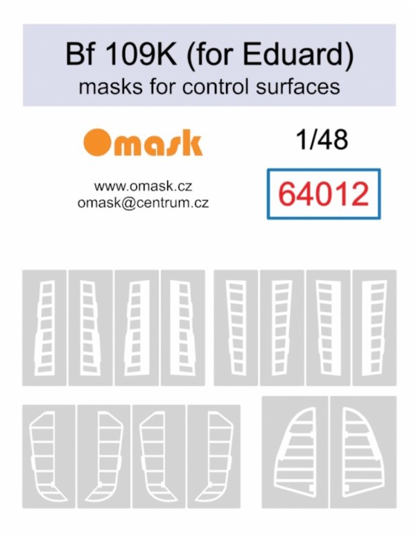 Omask 64012 Bf Bf 109 K masks for control surfaces (for Eduard) 1/48