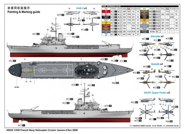 Trumpeter 05635 French Navy Helicopter Cruiser Jeanne dArc 2008 1/350