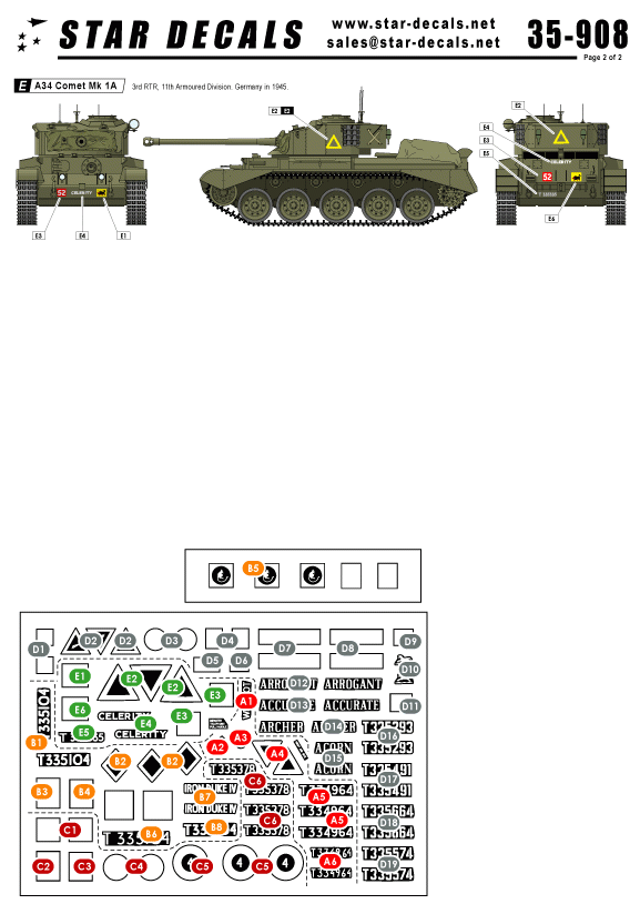 Star Decals 35-908 British Comets in Europe 1/35