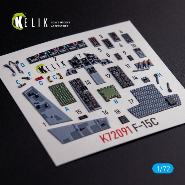 KELIK K72091 F-15C - interior 3D decals for FineMolds kit 1/72