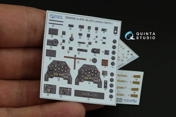 Quinta Studio QD48208 Ju 87B-1/B-2/R-2 3D-Printed &amp; coloured Interior on decal paper ( Airfix ) 1/48