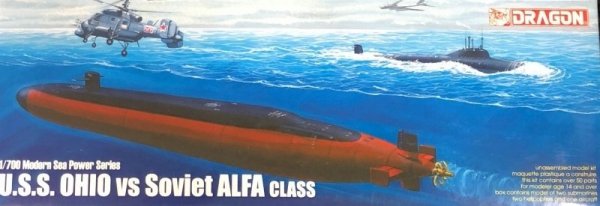 Dragon 7002 USS Ohio (SSBN 726) Soviet Alfa class SSN, Tu95 Bear D, Ka-25B Hormone U.S.S. Ohio vs Soviet Alfa Class 1/700