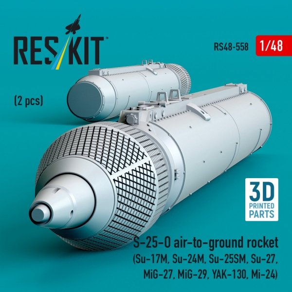 RESKIT RS48-0558 S-25-O air-to-ground rocket (2 pcs) (3D Printed) 1/48