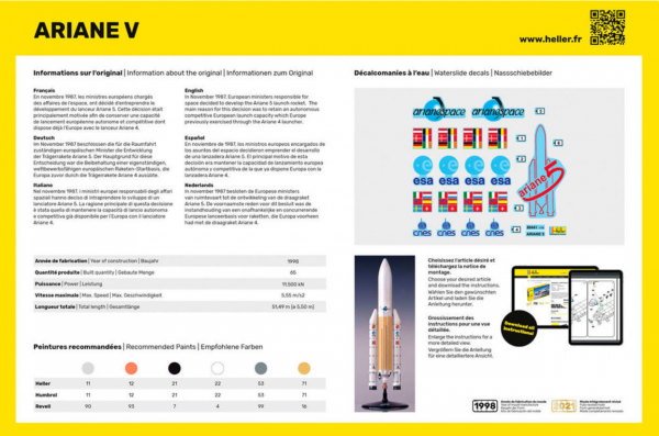 Heller 56441 STARTER KIT Ariane 5 1/125