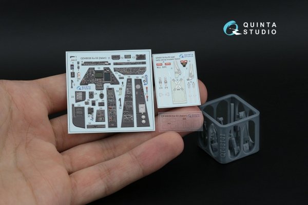 Quinta Studio QD+48638 Ka-50 (black panels) 3D-Printed &amp; coloured Interior on decal paper (Italeri) (with 3D-printed resin parts) 1/48