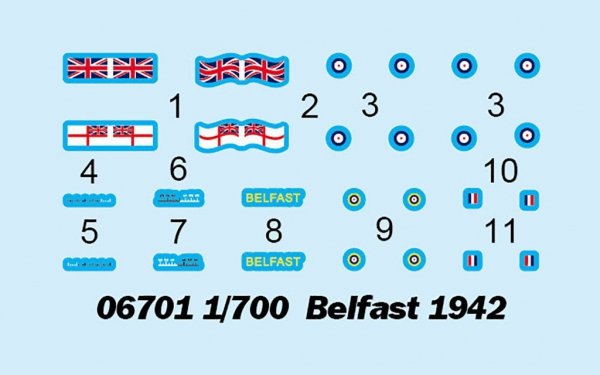 Trumpeter 06701 Royal Navy light cruiser Belfast 1942 1/700