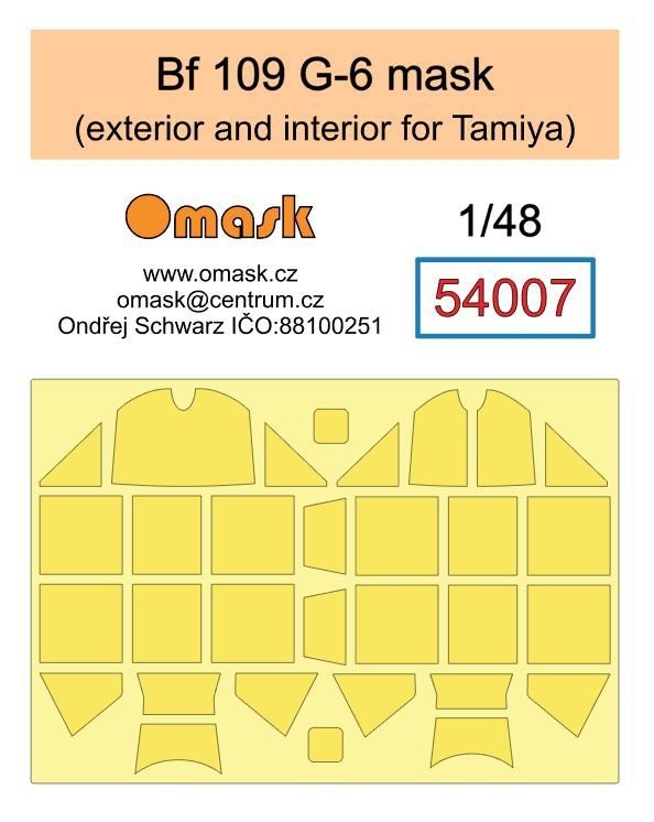 Omask 54007 Bf 109 G-6 mask (exterior and interior for Tamiya) 1/48