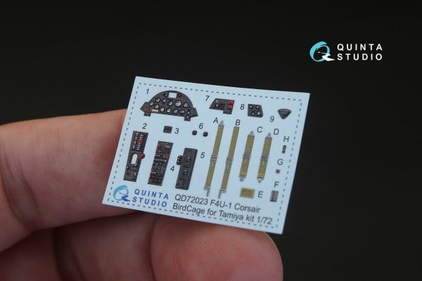 Quinta Studio QD72023 F4U-1 Corsair (Bird cage) 3D-Printed &amp; coloured Interior on decal paper (for Tamiya kit) 1/72