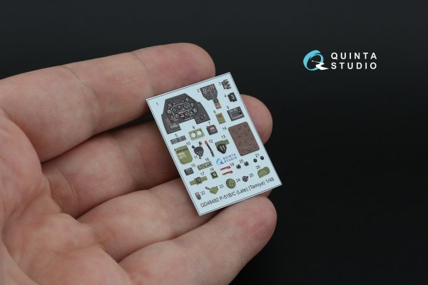 Quinta Studio QD48482 P-51B/C (Late) 3D-Printed coloured Interior on decal paper (Tamiya) 1/48