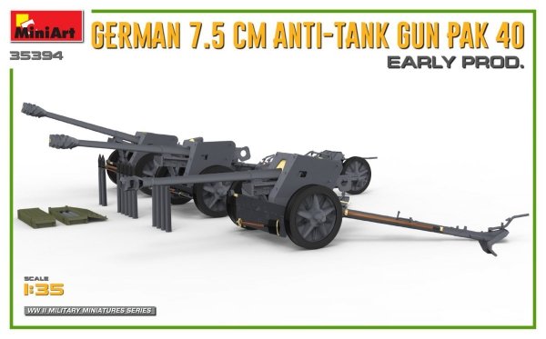 MiniArt 35394 GERMAN 7.5CM ANTI-TANK GUN PAK 40. EARLY PROD 1/35