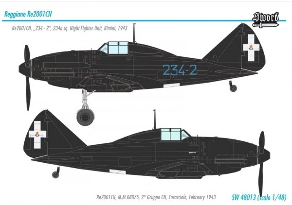 Sword 48013 Reggisnr Re2001CN  Night Fighter 1/48