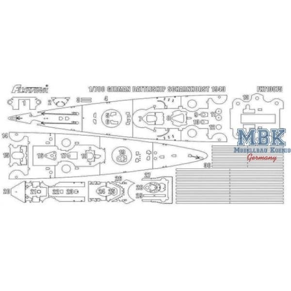 FlyHawk Model FH710075 German Battleship Scharnhorst 1943 Painting Mask 1/700