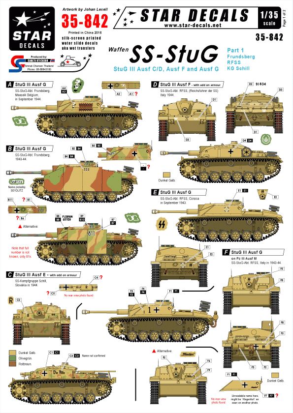 Star Decals 35-842 Waffen-SS StuG # 1 1/35