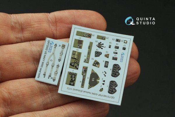 Quinta Studio QD72148 F6F-5 Hellcat 3D-Printed coloured Interior on decal paper (Eduard) 1/72
